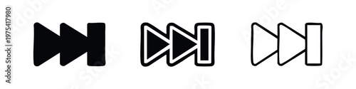 Fast forward button icon set for media control in various styles, player navigation