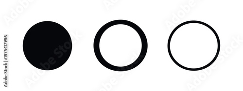 Circle shape icon set in solid and outline styles, minimalist geometric design elements