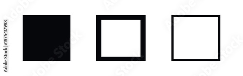 Rectangle shape icon set in solid and outline styles, minimalist geometric design elements