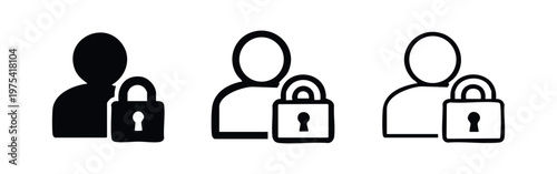 User security icon set with a padlock, symbolizing account lock, privacy, or restricted access