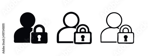 User security icon set with a padlock, symbolizing account lock, privacy, or restricted access