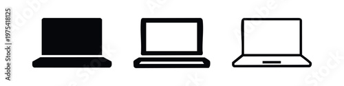 Laptop computer icon set with an open screen, representing a modern notebook device or workstation