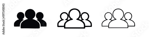 Group of Users Icons Set. People Team Profile Symbol. Social Network Community Avatar Vector Illustration.