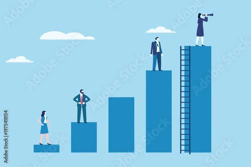People ascending varying height levels representing career growth and opportunity