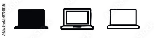 Laptop icon set from a closed, top-down view, representing a notebook computer or portable device
