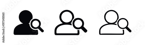 User Search Icon Set. Find Person, Profile Search, and Human Resources Symbol Vector Illustration.