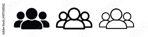 Group of users icon set, representing a team, community, social network, or multiple people