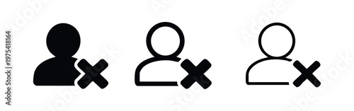 Remove User Icon Set. Block Account, Delete Person, or User Not Found Symbol Vector Illustration.