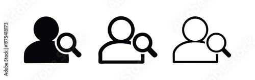 User Search Icon Set. Find Person, Profile Search, and Human Resources Symbol Vector Illustration.