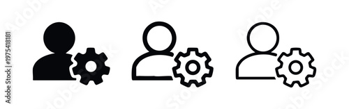 User Settings Icon Set. Profile Management, Account Configuration, and Administration Symbol Vector Illustration.