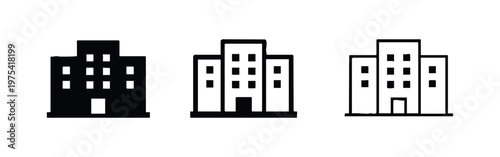 Building Icon Set. City Architecture, Urban Structure, and Multi-Story Property Symbol Vector Illustration.