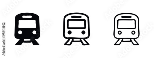 Hand-Drawn Train and Subway Icon Set - Public Transportation Doodle Rail Symbols