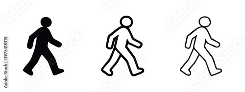Walking Person Icon Set - Pedestrian Movement Symbols for Health and Activity