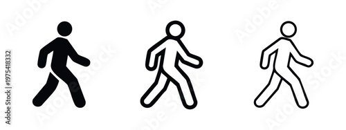 Hand-Drawn Walking Person Icon Set - Pedestrian Movement Doodle Symbols