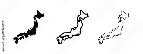 Hand-Drawn Map of Japan Icons - Doodle Japanese Territory Outlines for Asian Geography