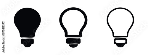 Light Bulb Idea Icon Set - Innovation and Creativity Energy Symbols for Inspiration