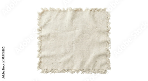 Foto Square raw linen fabric swatch with rustic fringed edges