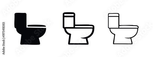 Toilet icon set. Restroom and WC symbol vector illustration in black and white.