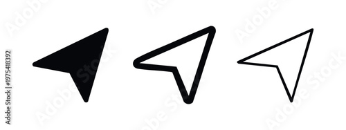 Navigation arrow icon set. Map pointer and location direction symbol vector illustration.