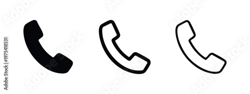 Telephone Receiver Phone Call Icon Set, Contact Us Communication Vector, Classic Handset Symbol Icons