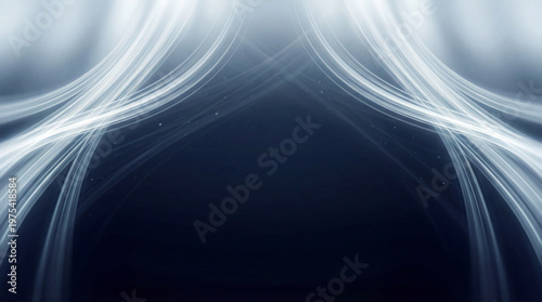 Symmetrical white light streaks forming an arching, dynamic tunnel against a deep dark background.
