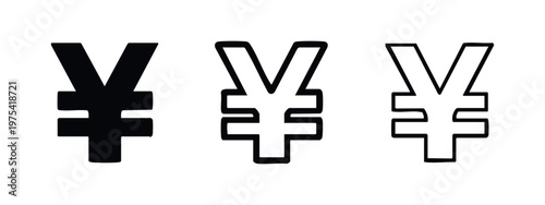 Yen or Yuan Currency Symbol Icon Set for Finance and Economy