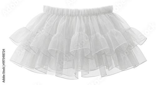Foto White ruffled tulle tutu skirt with layered volume