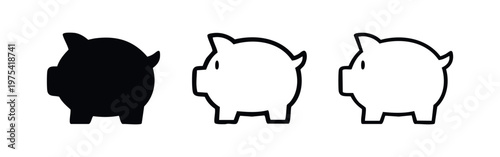Piggy Bank Icon Set for Savings and Financial Investment