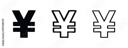 Yen or Yuan Currency Symbol Icon Set for Finance and Economy