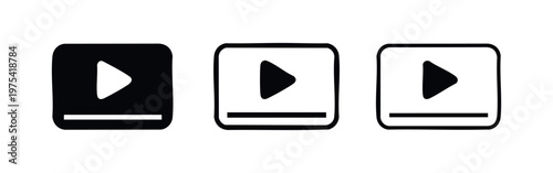 Play Button and Video Player Icon Set for Media Content
