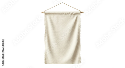 Photos Blank canvas hanging pennant banner on wooden stick