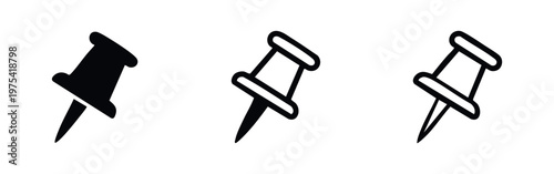 Push Pin Icon Set for Office, Location and Reminder