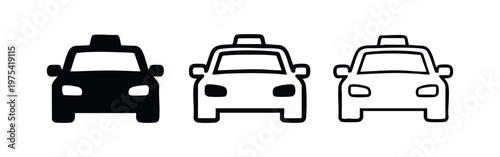 Taxi Cab Front View Icons Collection for Ride Services and Urban Travel