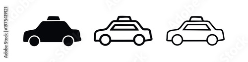 Taxi Cab Side View Icons Collection for Transportation Services