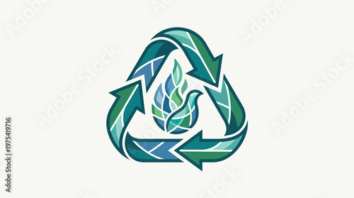 Recycle Symbol with Dove and Water Drop Design