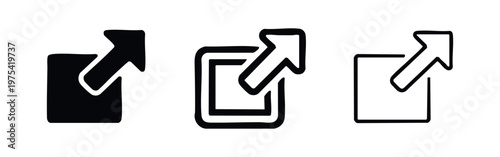 Share or external link icons: solid black, thick outline, and thin outline.