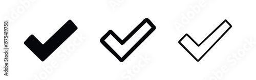 Checkmark icons: solid black, thick outline, and thin outline.