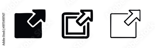 Share or external link icons: solid black, thick outline, and thin outline.