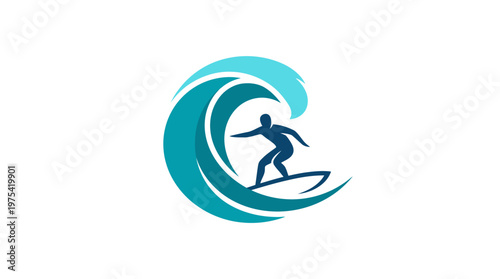Surfer Riding Wave Logo Design
