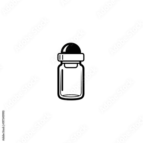 Roll-on bottle line icon for cosmetics and essential oils with roll on, cosmetic