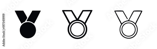 Medal Icons: Solid, Outline with Fill, and Outline Styles