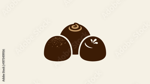 Elegant Vector Illustration of Artisanal Chocolate Truffles