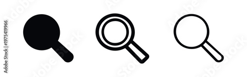 Magnifying Glass Icons: Solid, Outline with Fill, and Outline Styles