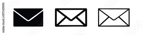 Envelope Icons: Solid, Outline with Fill, and Outline Styles