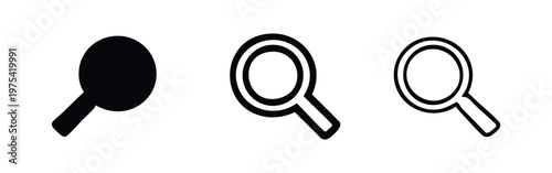 Magnifying Glass Icons: Solid, Outline with Fill, and Outline Styles