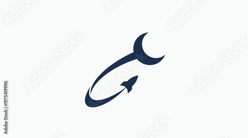 Abstract Logo Featuring Rocket and Crescent Curve