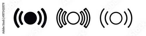 Signal Icons: Solid Black, Outline With Fill, Outline, Isolated