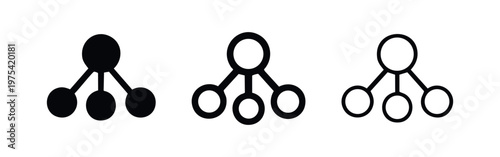 Hierarchy Icons: Solid Black, Outline With Fill, Outline, Isolated