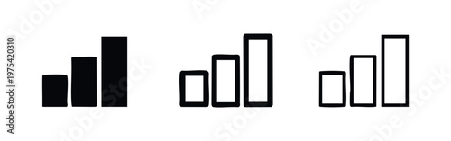 Signal Strength Bar Icon Set: Solid, Outline, and Sketch Styles