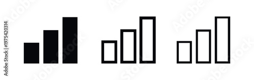 Signal Bars Icon Set: Solid, Outline, and Sketch Styles